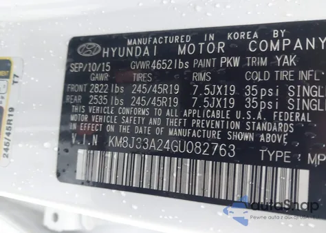 2016 Hyundai Tucson Limited from USA, damaged, VIN KM8J33A24GU082763